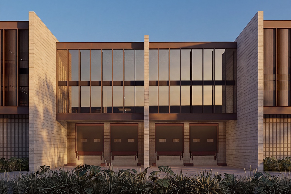 Render ilustrativo de una nave industrial Built-to-Suit con andenes de carga en TonaPark, Guadalajara.